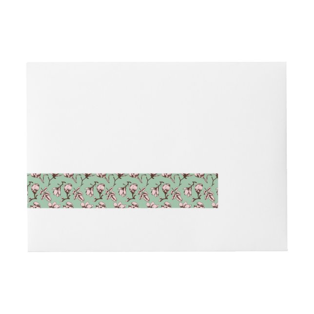 Seamless pattern with spring tree flower buds wraparound address label (Front)
