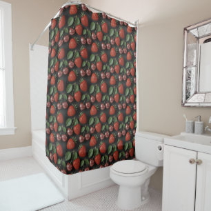 Seamless Pattern with Strawberries and Cherries Shower Curtain