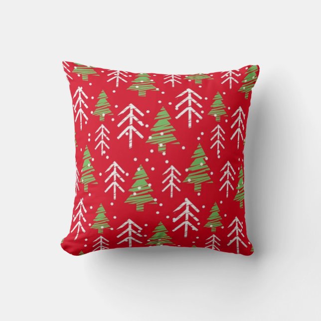 Seamless Pattern with Stylised Christmas Trees Cushion (Front)