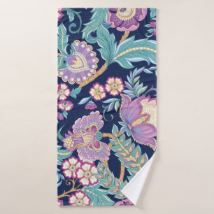 Seamless pattern with stylised ornamental flowers  bath towel