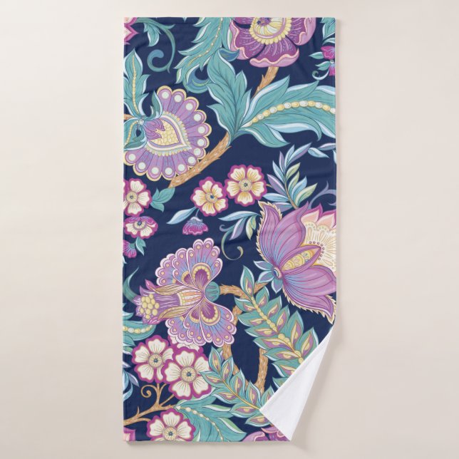 Seamless pattern with stylised ornamental flowers  bath towel (Bath Towel)