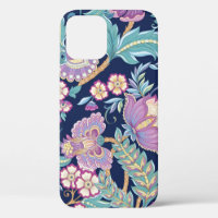 Seamless pattern with stylised ornamental flowers 