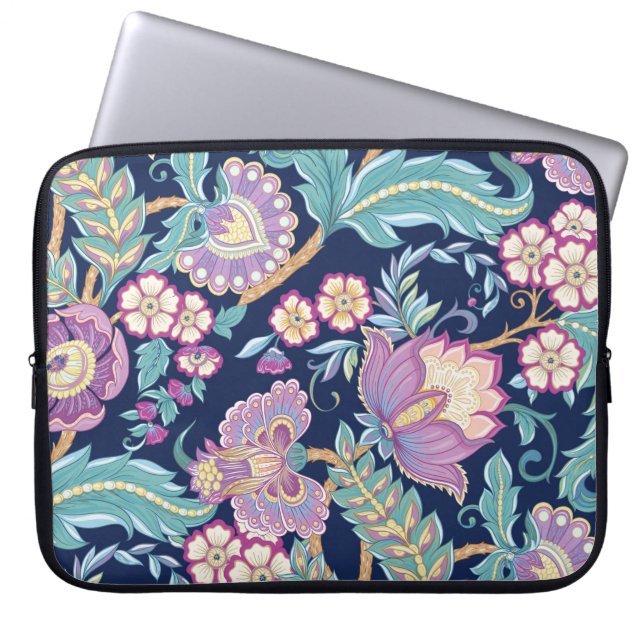 Seamless pattern with stylised ornamental flowers  laptop sleeve (Front)