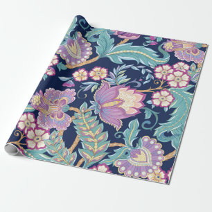 Seamless pattern with stylised ornamental flowers  wrapping paper