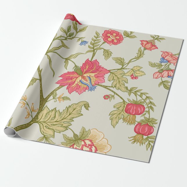 Seamless pattern with stylised ornamental flowers  wrapping paper (Unrolled)