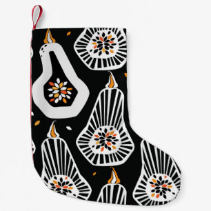 Seamless pattern with stylised pumpkins and seeds small christmas stocking