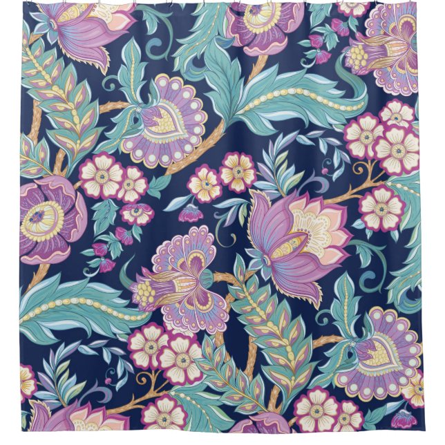 Seamless pattern with stylized ornamental flowers  shower curtain (Front)