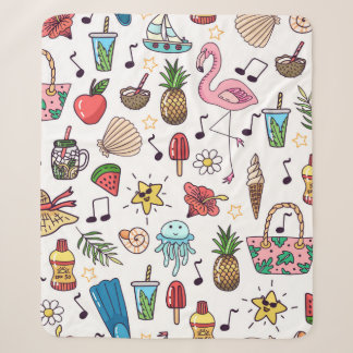 Seamless pattern with summer elements. illustratio sherpa blanket
