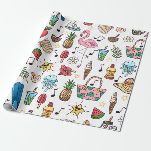 Seamless pattern with summer elements. illustratio wrapping paper