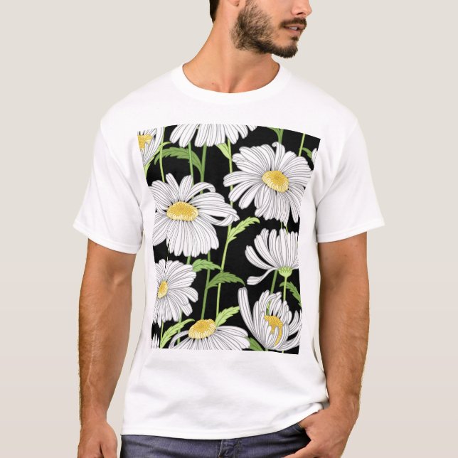 Seamless pattern with summer flowers. T-Shirt (Front)