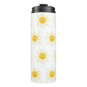 Seamless pattern with sun. , vintage sketchy illus thermal tumbler