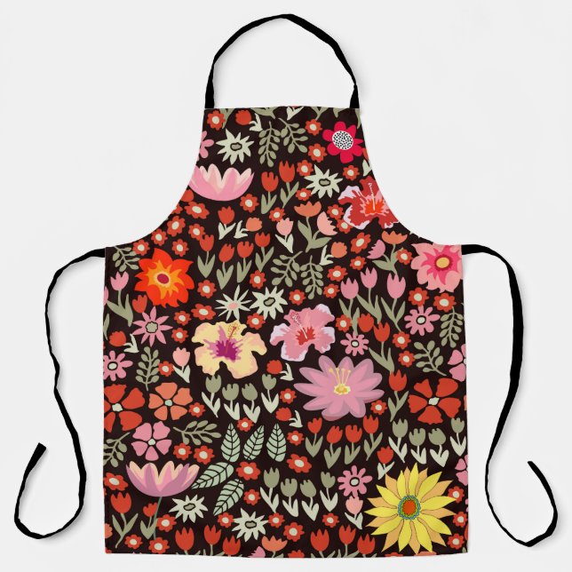 Seamless pattern with sunflowers asters tulips apron (Front)