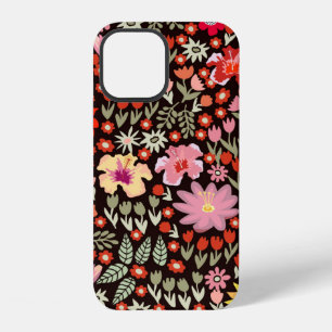 Seamless pattern with sunflowers asters tulips iPhone 12 case
