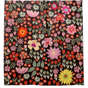 Seamless pattern with sunflowers asters tulips shower curtain