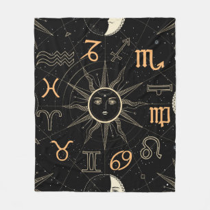 Seamless pattern with the Horoscope circle with Zo Fleece Blanket