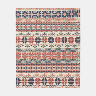 Seamless pattern with traditional palestinian embr fleece blanket