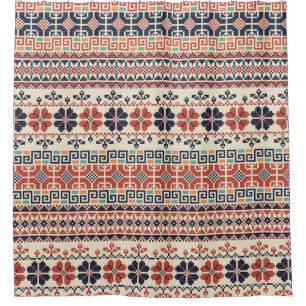 Seamless pattern with traditional palestinian embr shower curtain