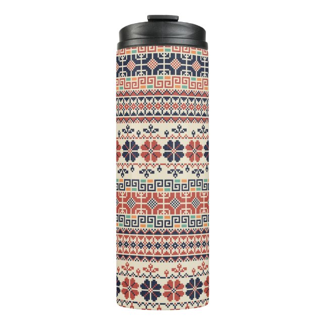 Seamless pattern with traditional palestinian embr thermal tumbler (Front)