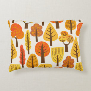Seamless pattern with trees. Autumn Decorative Cushion