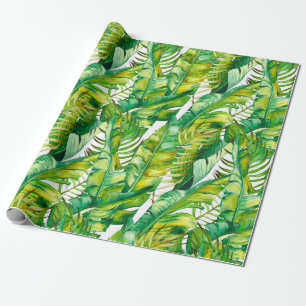 Seamless pattern with tropical banana leaves. Wate Wrapping Paper