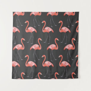 Seamless pattern with tropical birds and pink flam tapestry