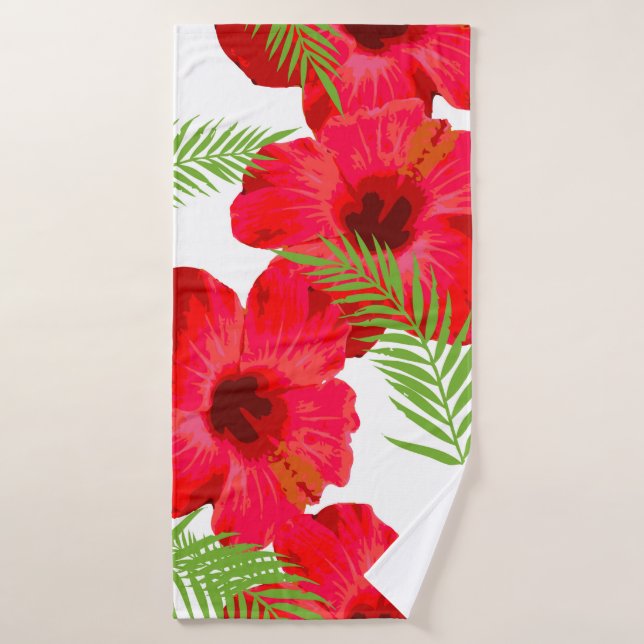 Seamless pattern with tropical flower,  palm leave bath towel (Bath Towel)