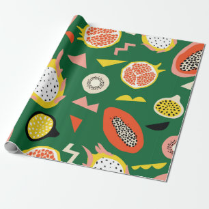 Seamless pattern with tropical fruits wrapping paper