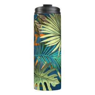 Seamless pattern with tropical leaves and geometri thermal tumbler