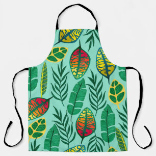 Seamless pattern with tropical leaves. Gouache art Apron
