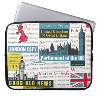  seamless pattern with UK or London newspaper. Pag Laptop Sleeve