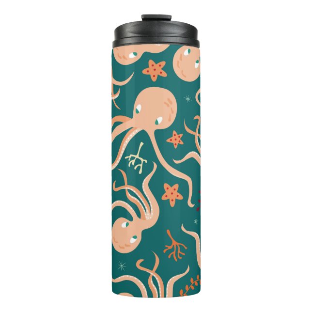 Seamless pattern with underwater ocean animals, cu thermal tumbler (Front)