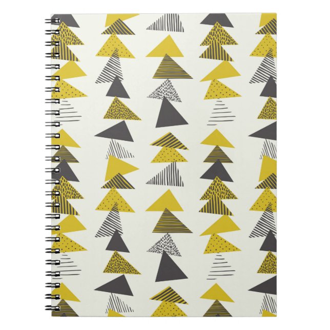 Seamless pattern with various triangles in retro s notebook (Front)