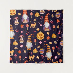 Seamless pattern with vintage Halloween elements.  Tapestry