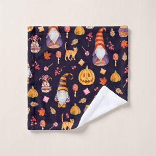 Seamless pattern with vintage Halloween elements.  Wash Cloth
