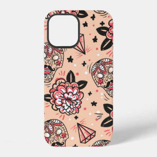 Seamless pattern with vintage roses, diamonds and iPhone 12 case