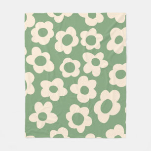 Seamless pattern with vintage vintage groovy flowe fleece blanket