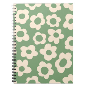 Seamless pattern with vintage vintage groovy flowe notebook