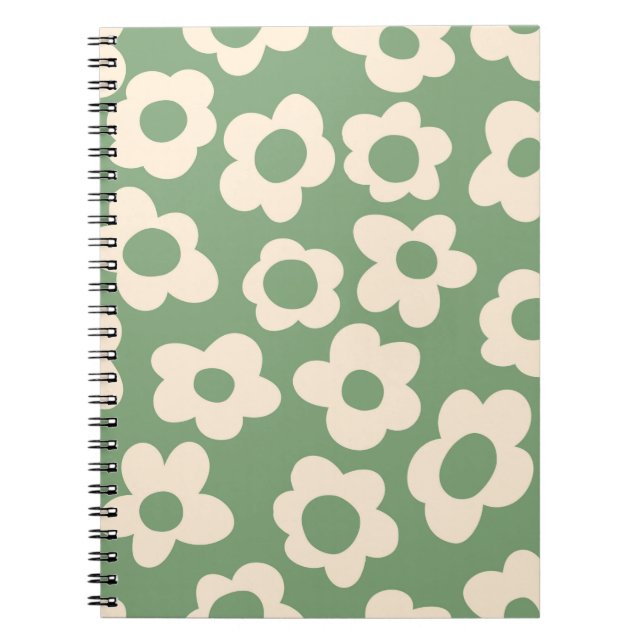 Seamless pattern with vintage vintage groovy flowe notebook (Front)