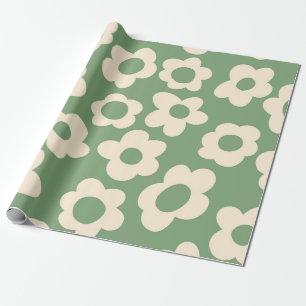 Seamless pattern with vintage vintage groovy flowe wrapping paper