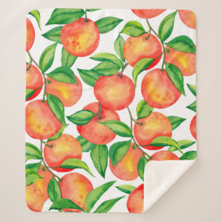 Seamless pattern with watercolor mandarin fruit an sherpa blanket