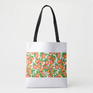 Seamless pattern with watercolor mandarin fruit an tote bag