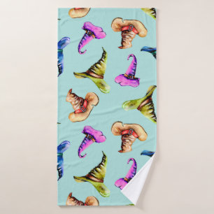 Seamless pattern with watercolor old hats,hand pai bath towel