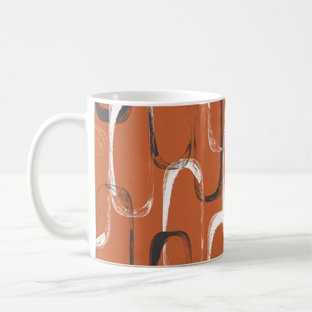 Seamless pattern with watercolor orange  coffee mug (Left)