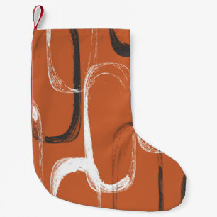 Seamless pattern with watercolor orange small christmas stocking