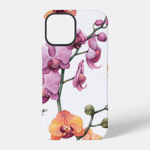Seamless pattern with watercolor orchid flowers iPhone 12 case