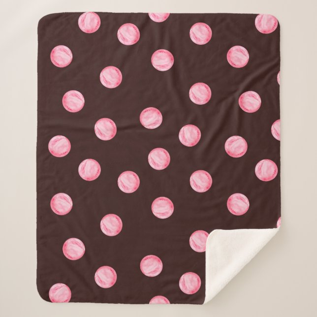 seamless pattern with watercolor pink circles. Boh Sherpa Blanket (Front)