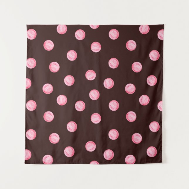 seamless pattern with watercolor pink circles. Boh Tapestry (Front)