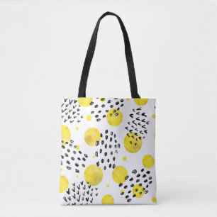 Seamless pattern with watercolor polka dots tote bag