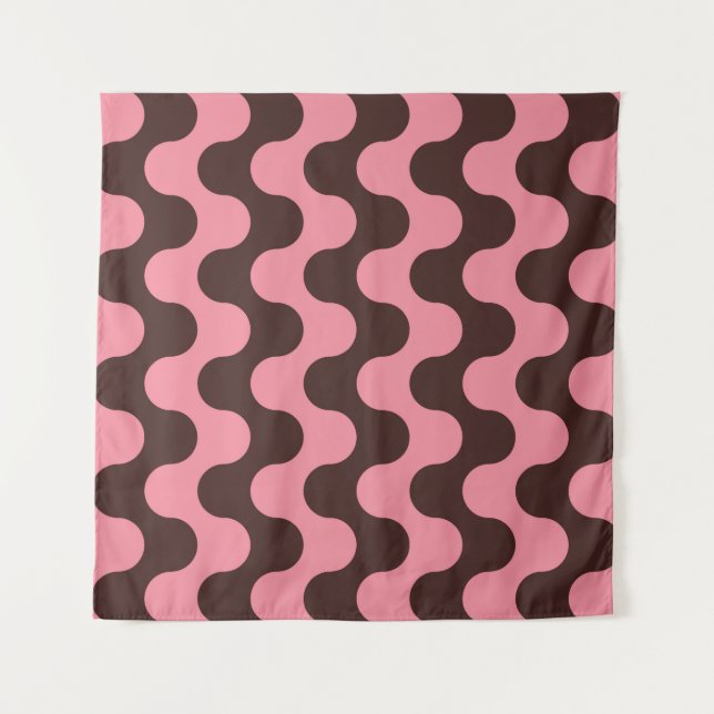 Seamless pattern with wavy stripes in retro style. tapestry (Front)