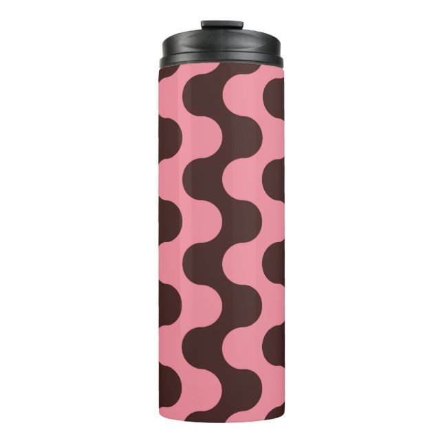 Seamless pattern with wavy stripes in retro style. thermal tumbler (Front)
